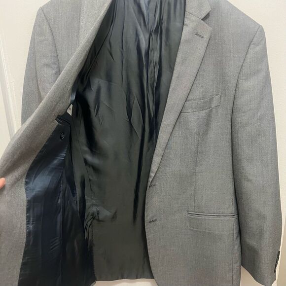 Calvin Klein Men’s Gray 2-Button Blazer Sz 43 Regular Fit Lined Tailored Jacket - Picture 5 of 11